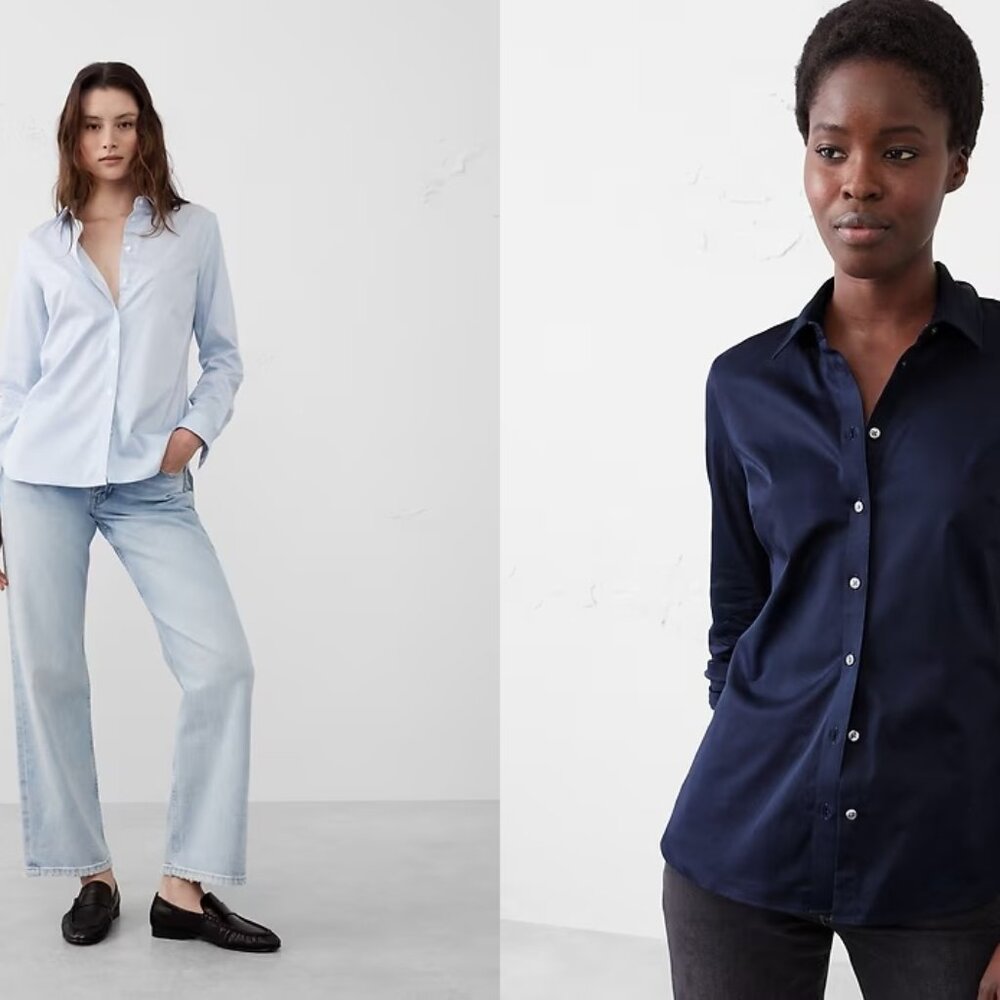 (2PK BUNDLE) BANANA REPUBLIC FACTORY Tailored Easy-Care Shirt (sz18)